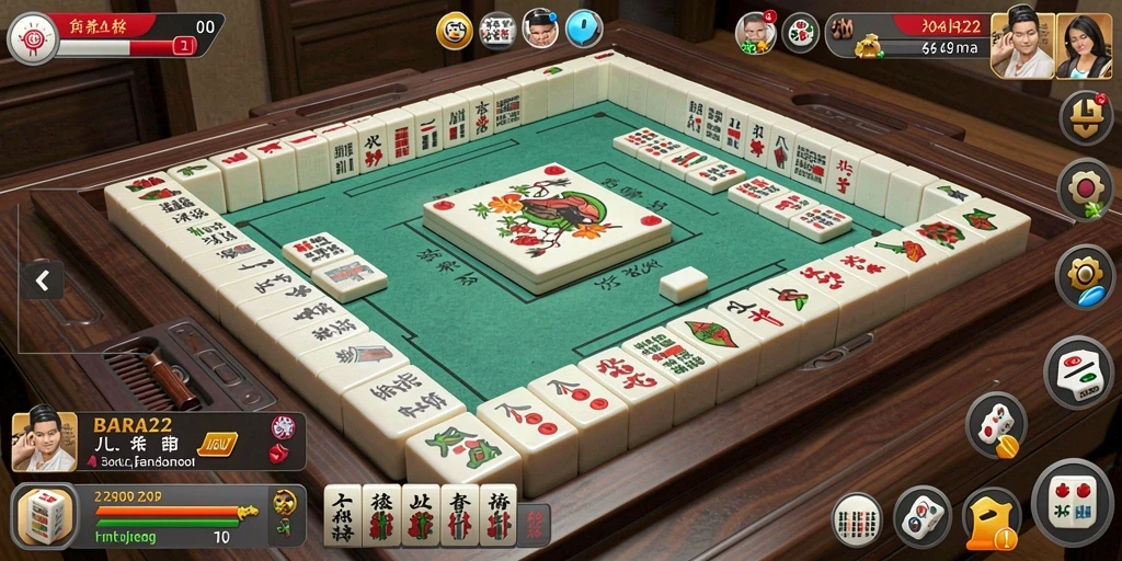 Screenshot dari gameplay seru BARA22 dengan ubin Mahjong yang berwarna-warni.