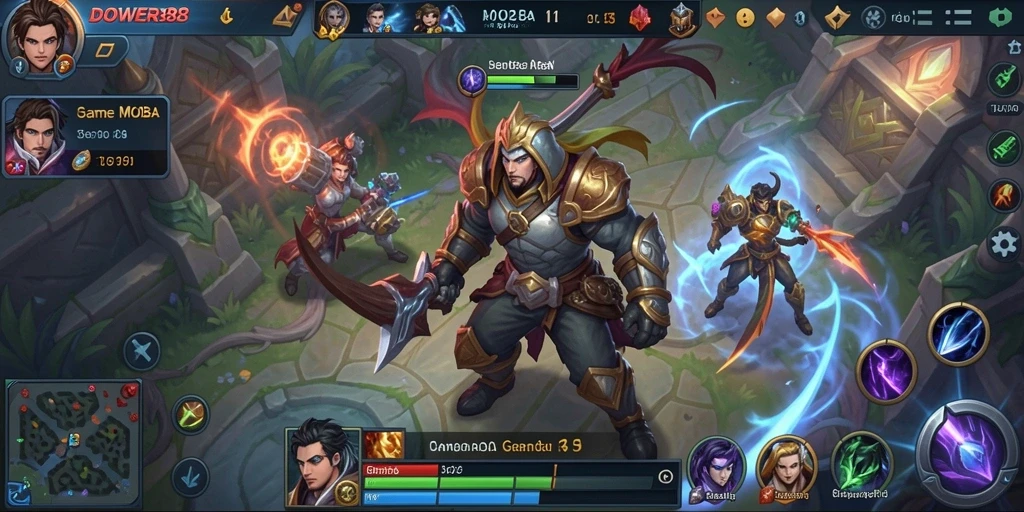 Screenshot DOWER88 menampilkan aksi seru dalam pertempuran MOBA.