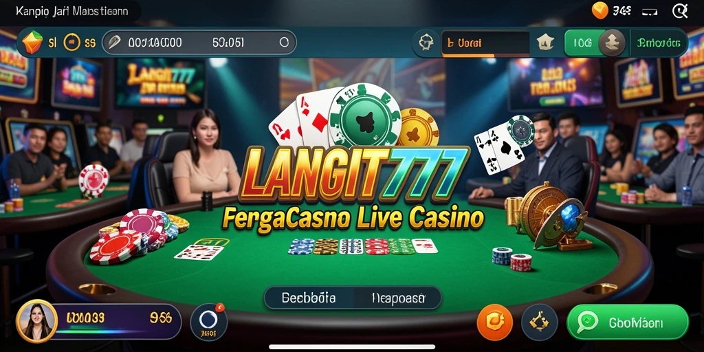 Screenshot LANGIT777 yang menunjukkan dealer langsung dalam permainan kasino.