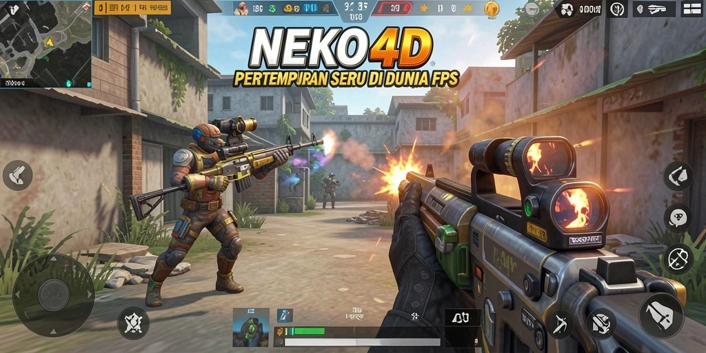Screenshot NEKO4D menampilkan momen intens dari gameplay FPS.