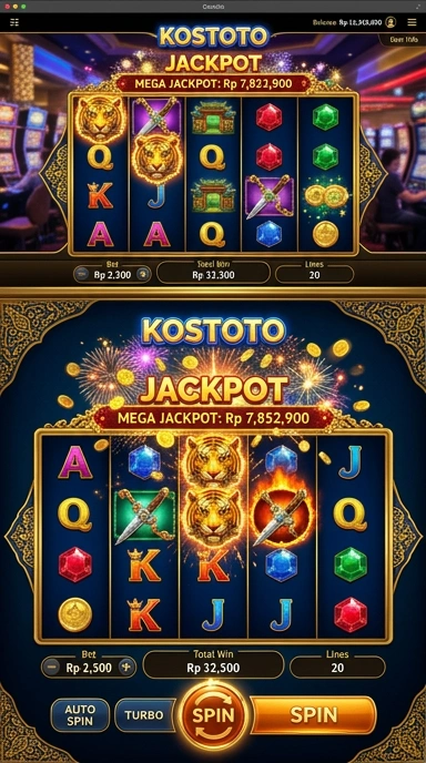 Tampilan utama aplikasi kostoto di layar ponsel.